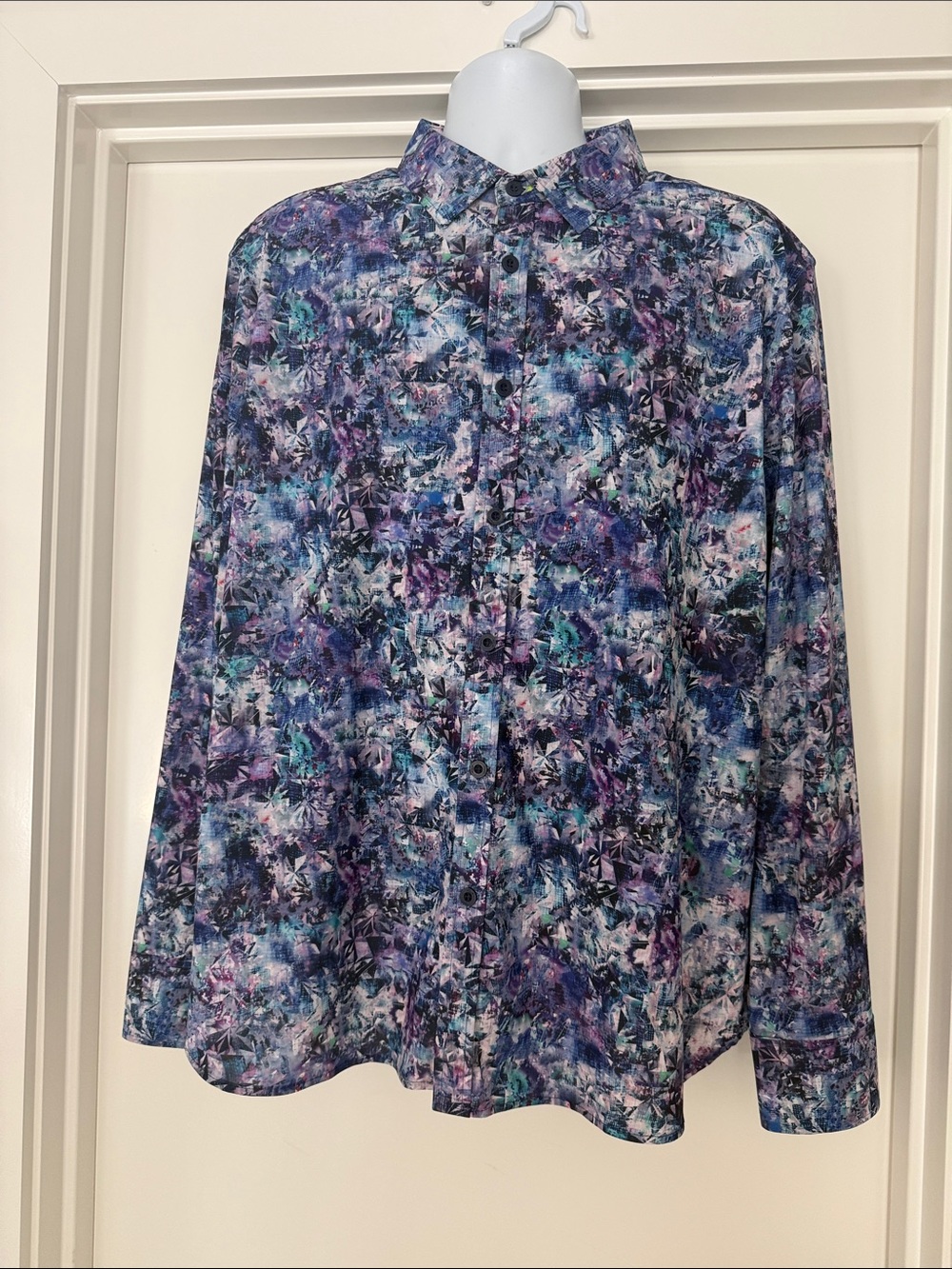 Robert Graham Multicolor Abstract Floral Print Shirt in Blue, Purple & Teal